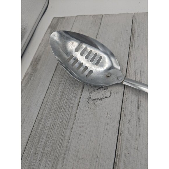 Ekco Chromium Plated Slotted Serving Spoon 12" Cream Floral - Picture 3 of 7